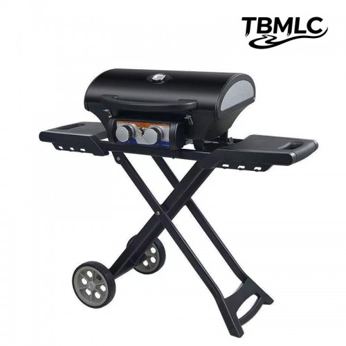 Outdoor 2 Burner Portable LP Propane Gas Grill Griddle with Top Cover, Wheels, & Storage Shelf for BBQ Cooking, Black Outdoor 2 Burner Portable LP Propane Gas Grill Griddle with Top Cover, Wheels, & Storage Shelf for BBQ Cooking, Black